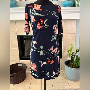 Eliza J navy floral dress. Size 6.